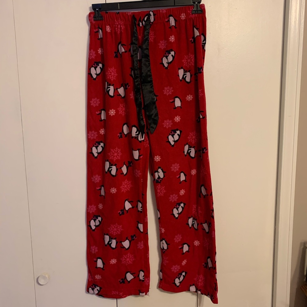Jasmine Rose Fleece Red Penguin Pajama Pants